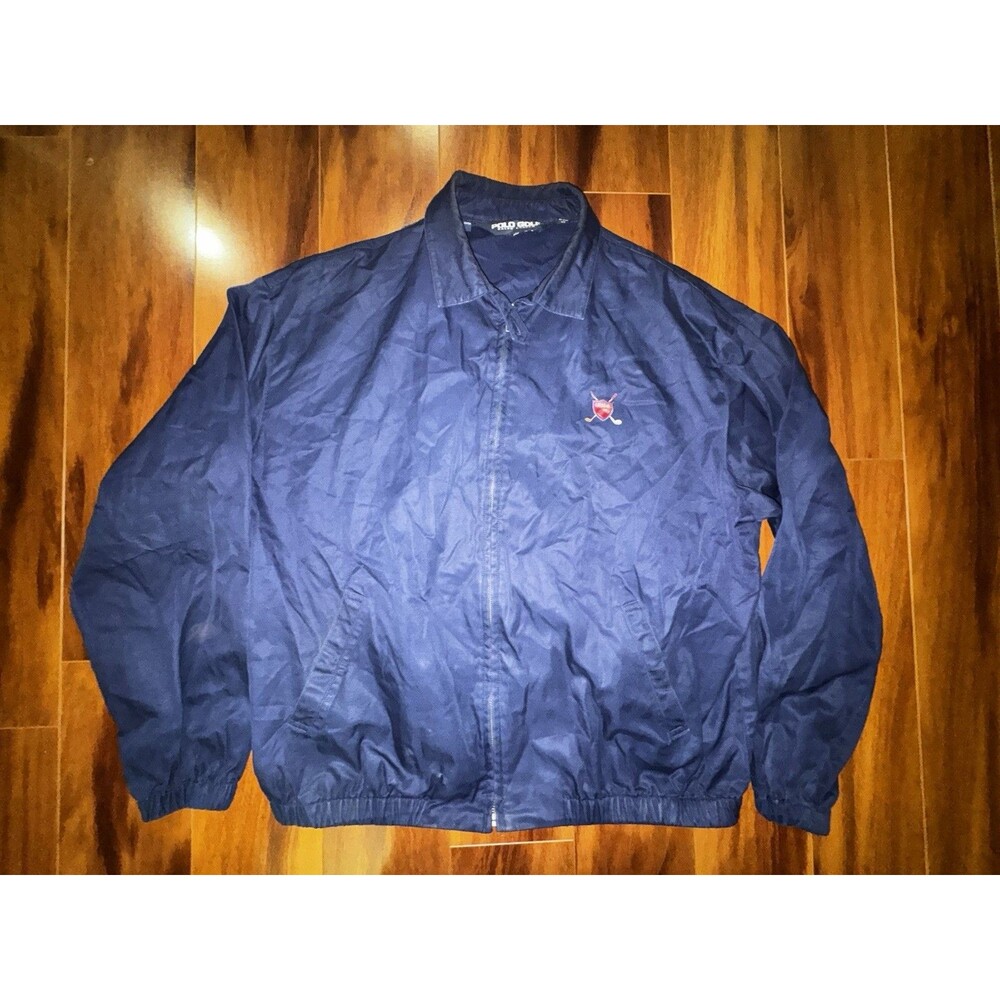 Vintage Polo Golf Ralph Lauren Windbreaker Jacket Navy Crest Mens XL